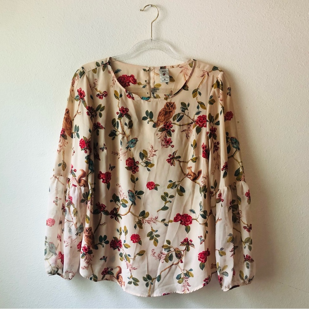 Lauren Conrad Disney Collection Woodland Animal Long Sleeve Top Size Medium